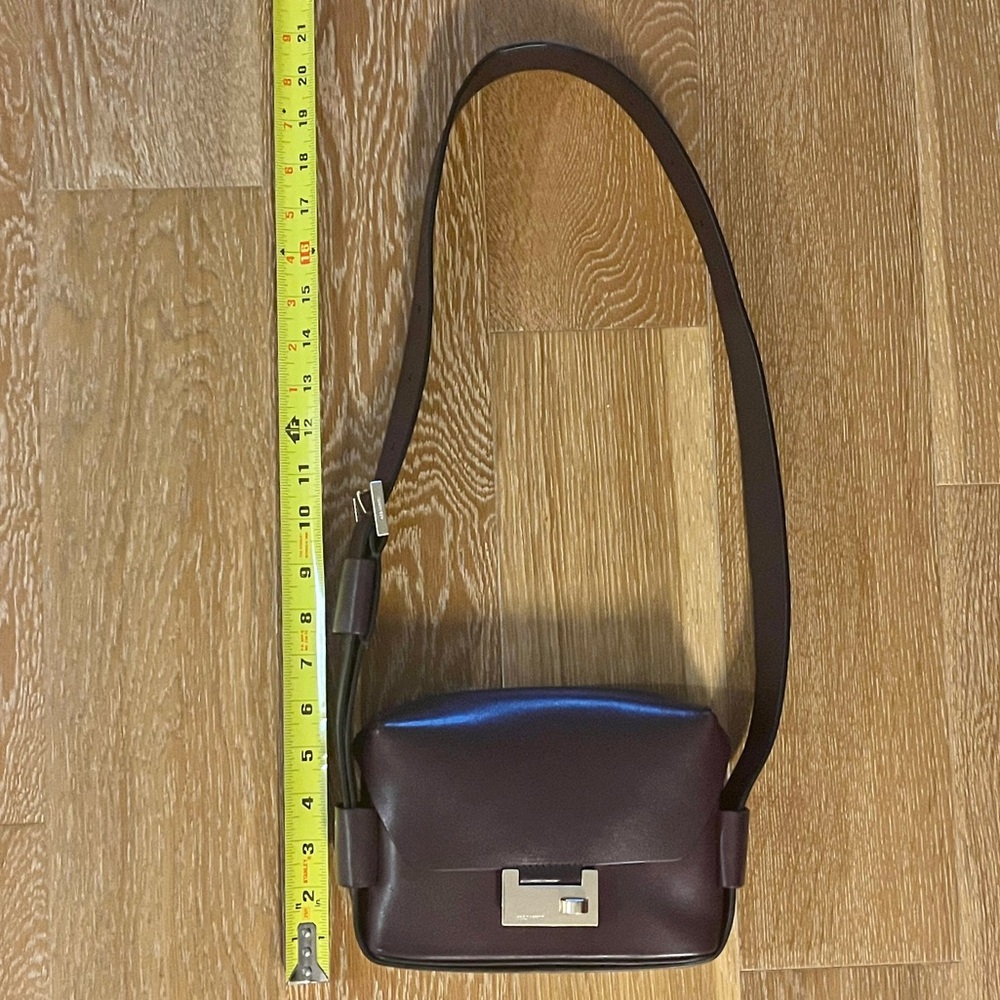 AllSaints Frankie Purple Leather Crossbody with Gold-Tone Lock - Picture 11 of 11